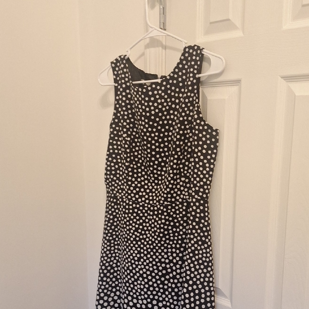 Elegant Black and White Polka Dot Midi Dress